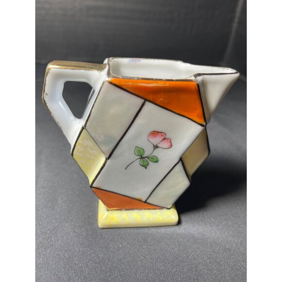 Antique Harlequin Floral Hand Painted Porcelain Creamer & Sugar - Picture 9 of 11